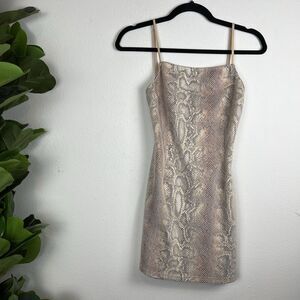 Urban Outfitters Y2K Backless Faux Snake Skin Dress Womens Size S Nude Tone‎ 90s